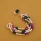 Emerald Green Ruby Red And Freshwater Pearl Bracelet