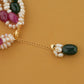 Emerald Green Ruby Red And Freshwater Pearl Bracelet