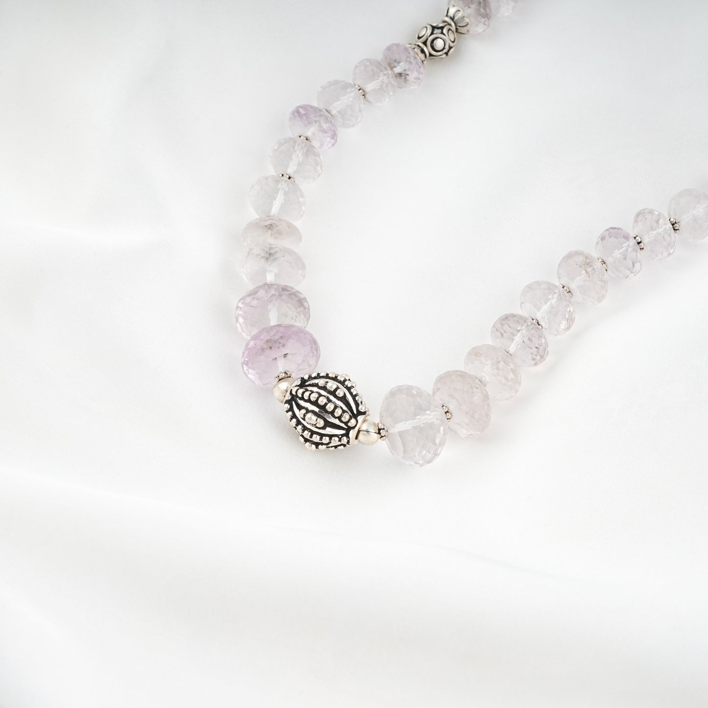 Faceted Graduated Amethyst And Silver Necklace Set
