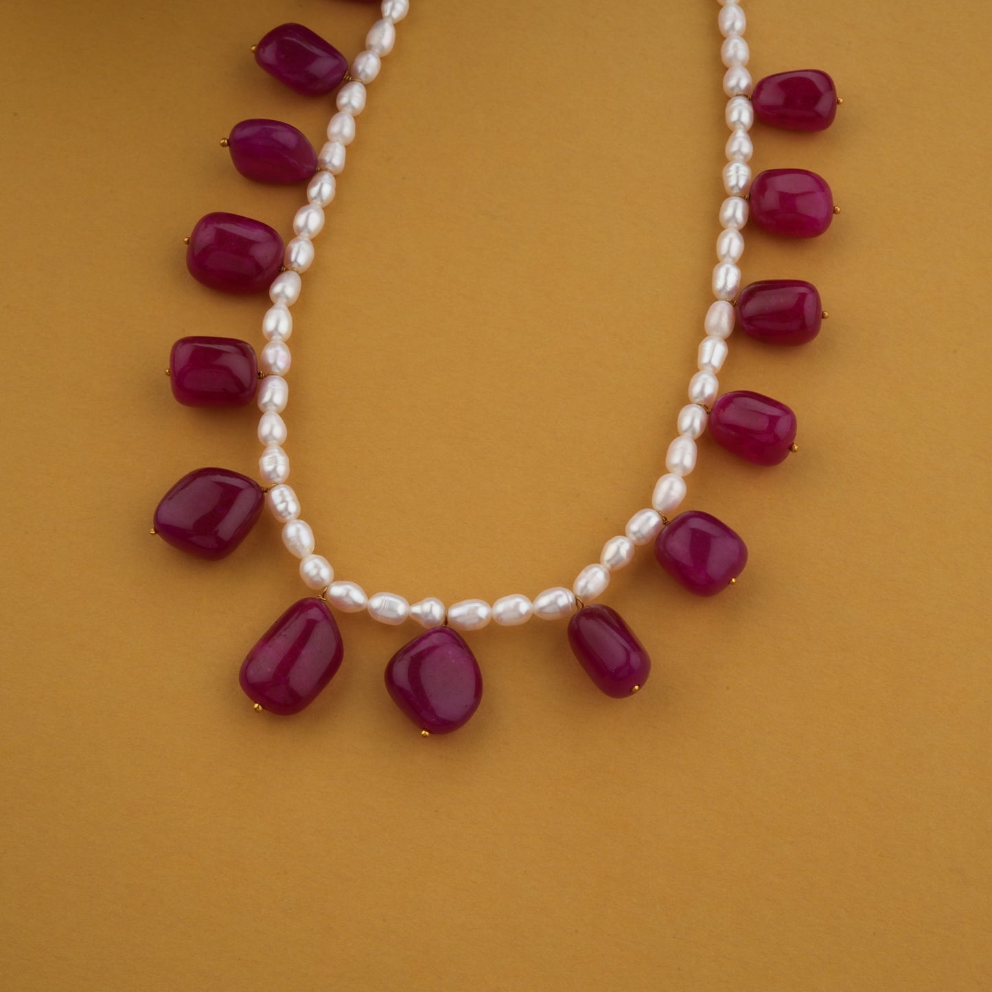 Tumbled Ruby Pearl Necklace