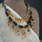 Smoky Quartz Citrine Silver Dual Layer Necklace Set