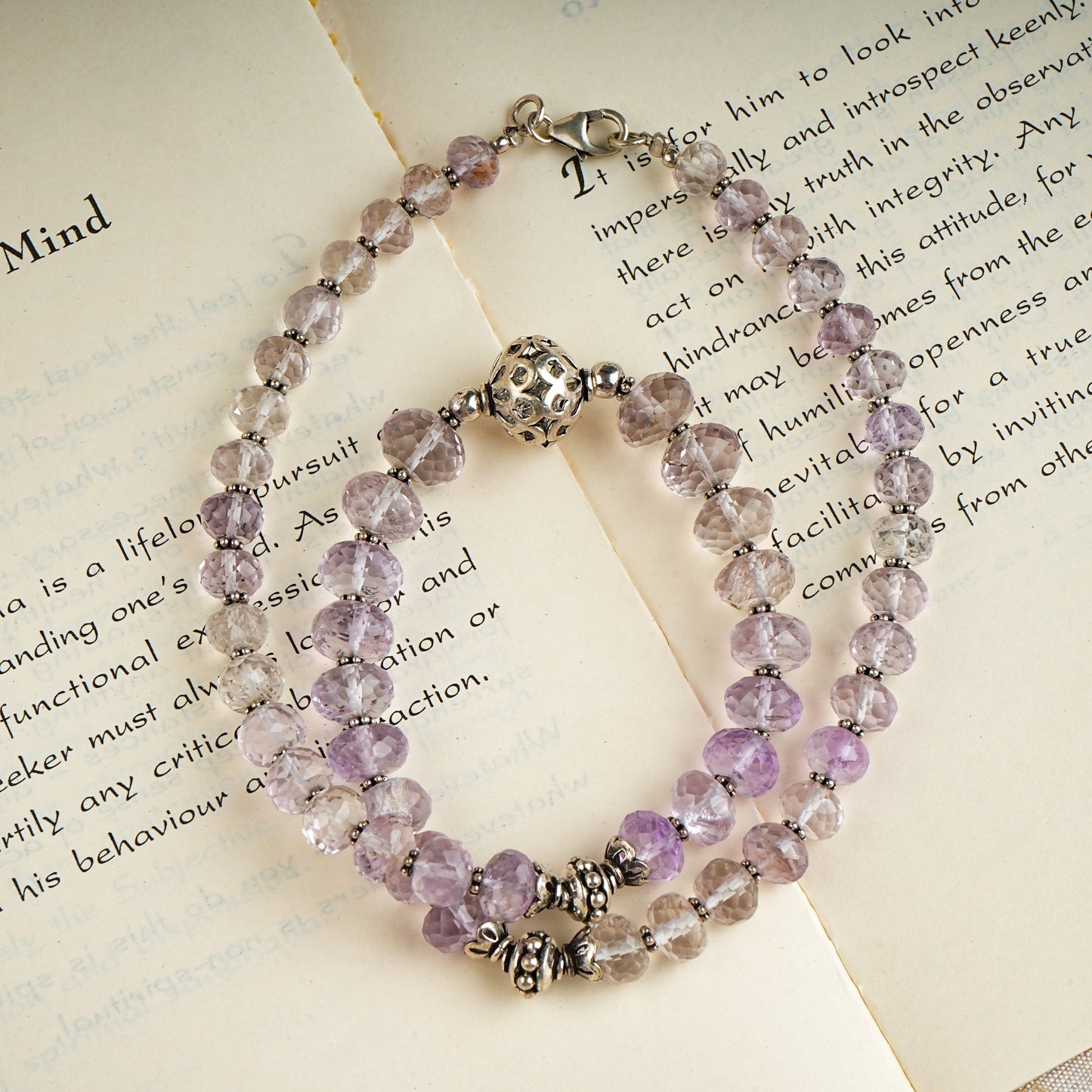 Faceted Amethyst Silver necklace With Filigree earrings