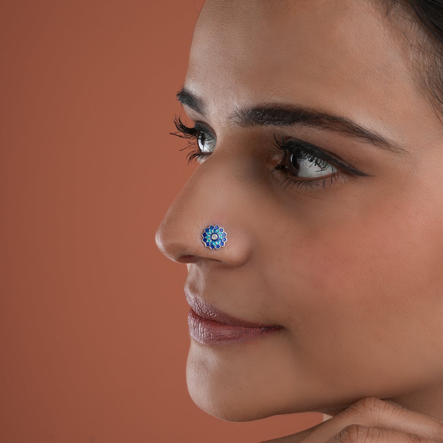 Sunflower Spark Meena Silver Nose Pin