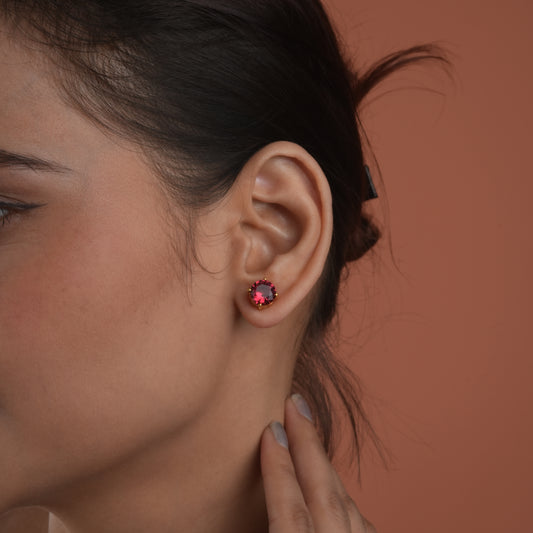 Red Wine Ruby Studs