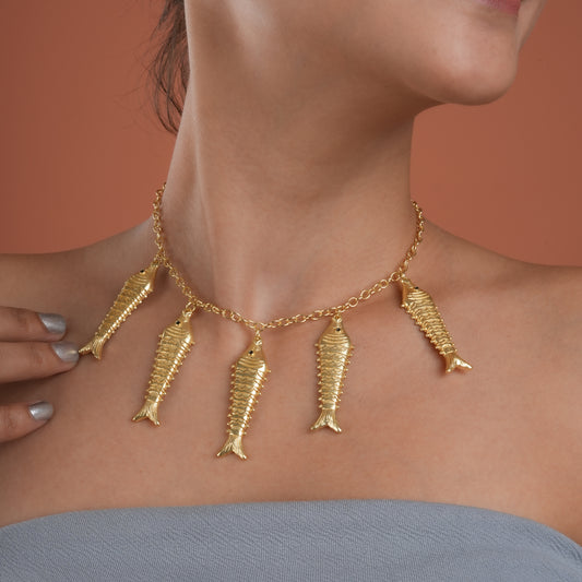 Aqua Charm Choker  Necklace