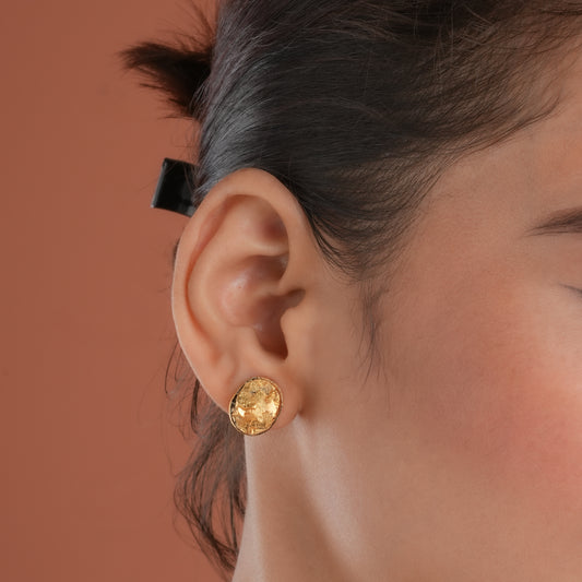 Gold-Dipped Pyrite Studs