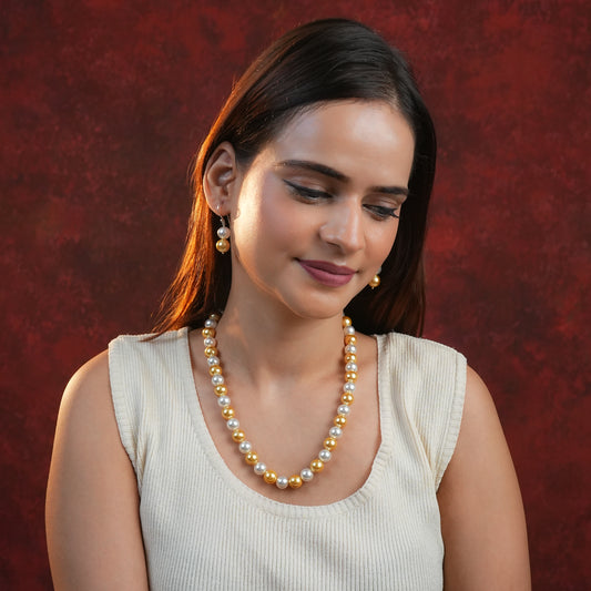 Golden Glow Pearl Necklace Set