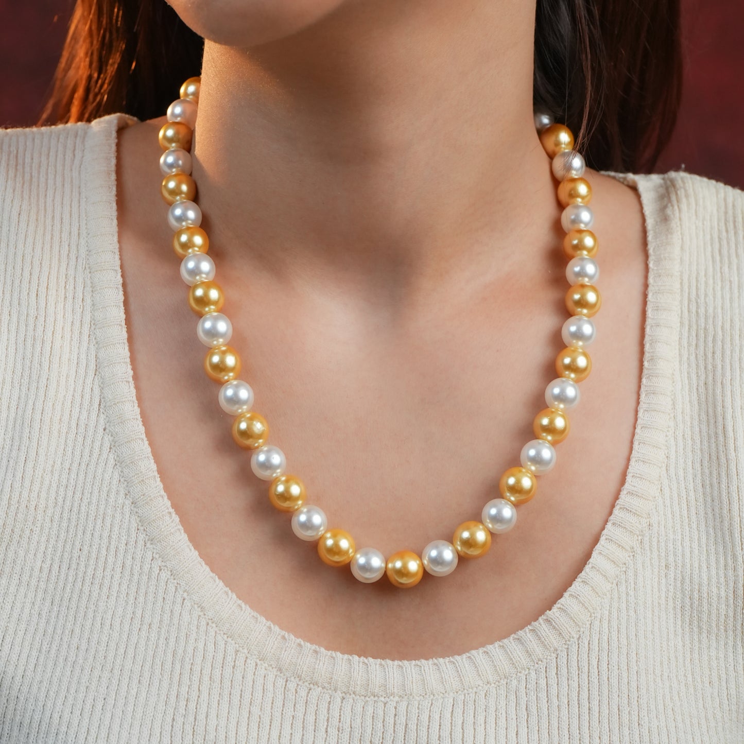 Golden Glow Pearl Necklace Set