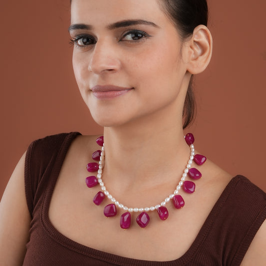 Pearl Ruby Tumbles Necklace