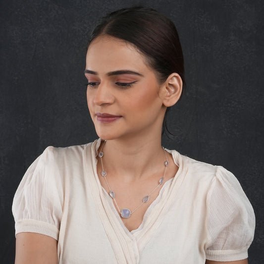 Silver Chalecdony Delicate Necklace