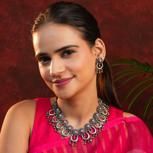 Divya Mohini Temple Silver Necklace Set