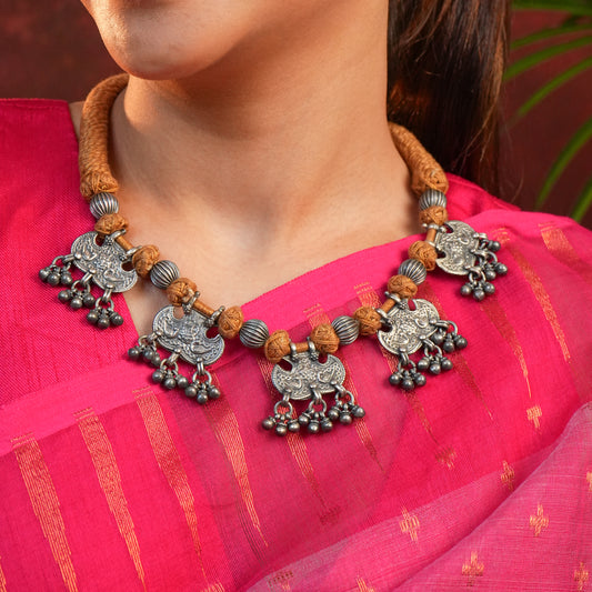 Silver Peacock Knotted Necklace