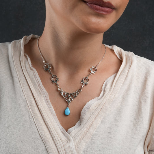 Mystic Oasis Silver Turquoise Necklace