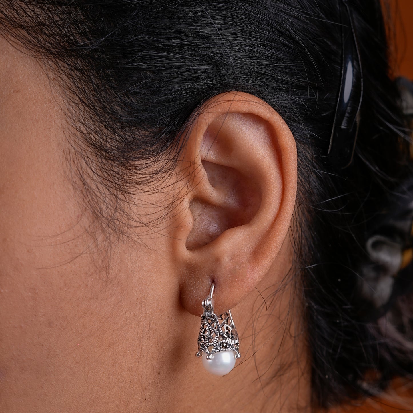 Tiara Marcasite Pearl Earrings