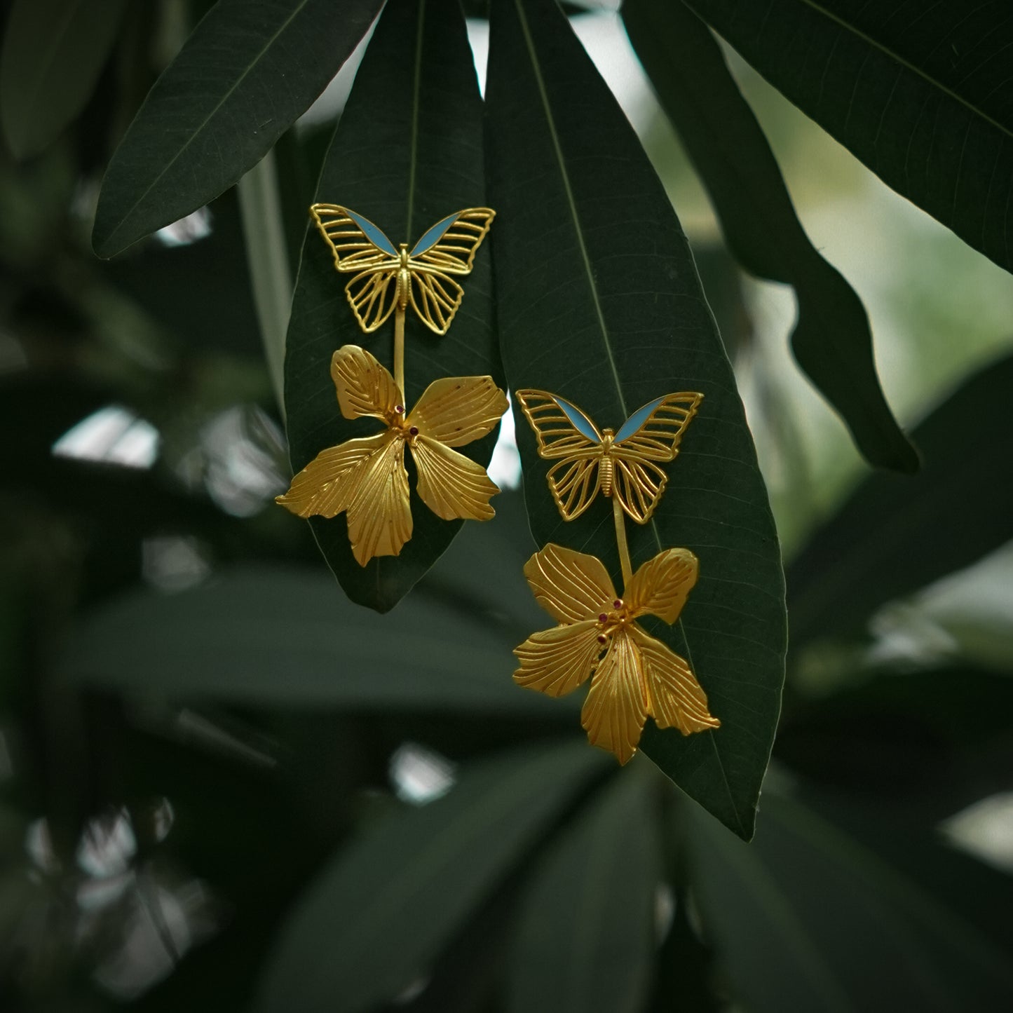 Corbett Butterfly And Kachnar Studs Cum Ear Jackets