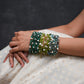 Natural Chrysocolla And Pearls Multilayered Bracelet