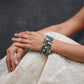 Natural Chrysocolla And Pearls Multilayered Bracelet