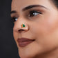 Malachite Triangle Gold Plated Silver Nose Pin