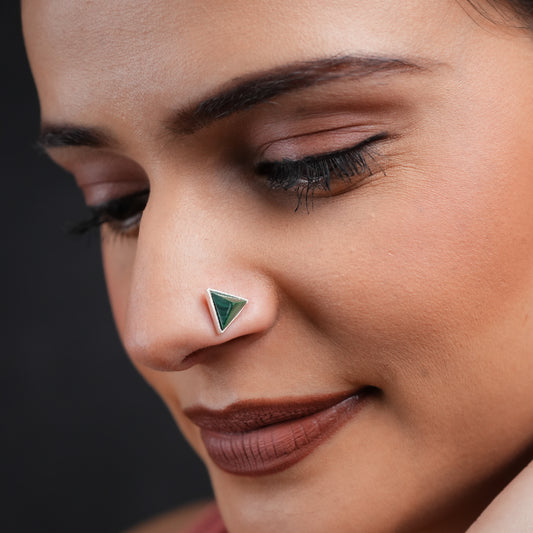 Malachite Triangle Silver Nosepin