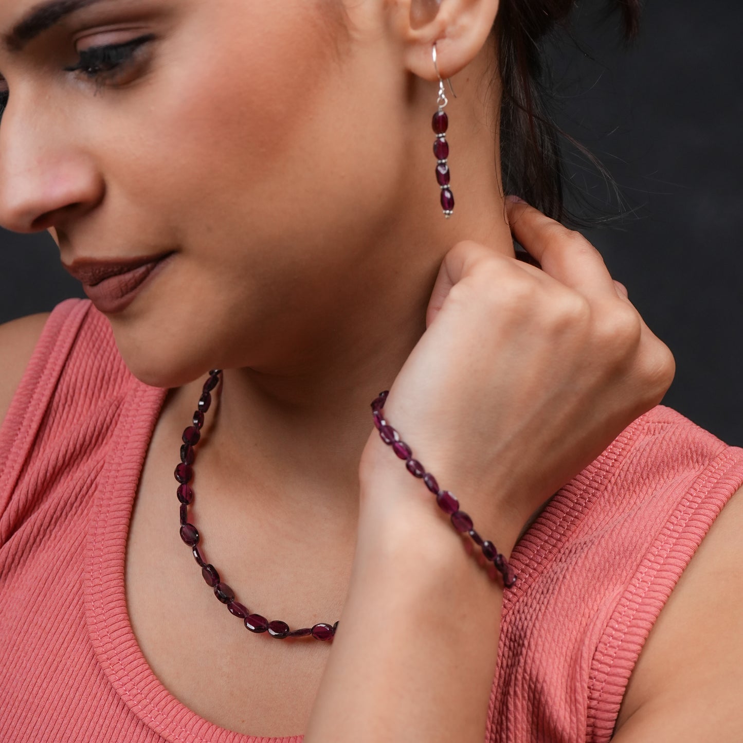 Red Natural Garnets Bracelet