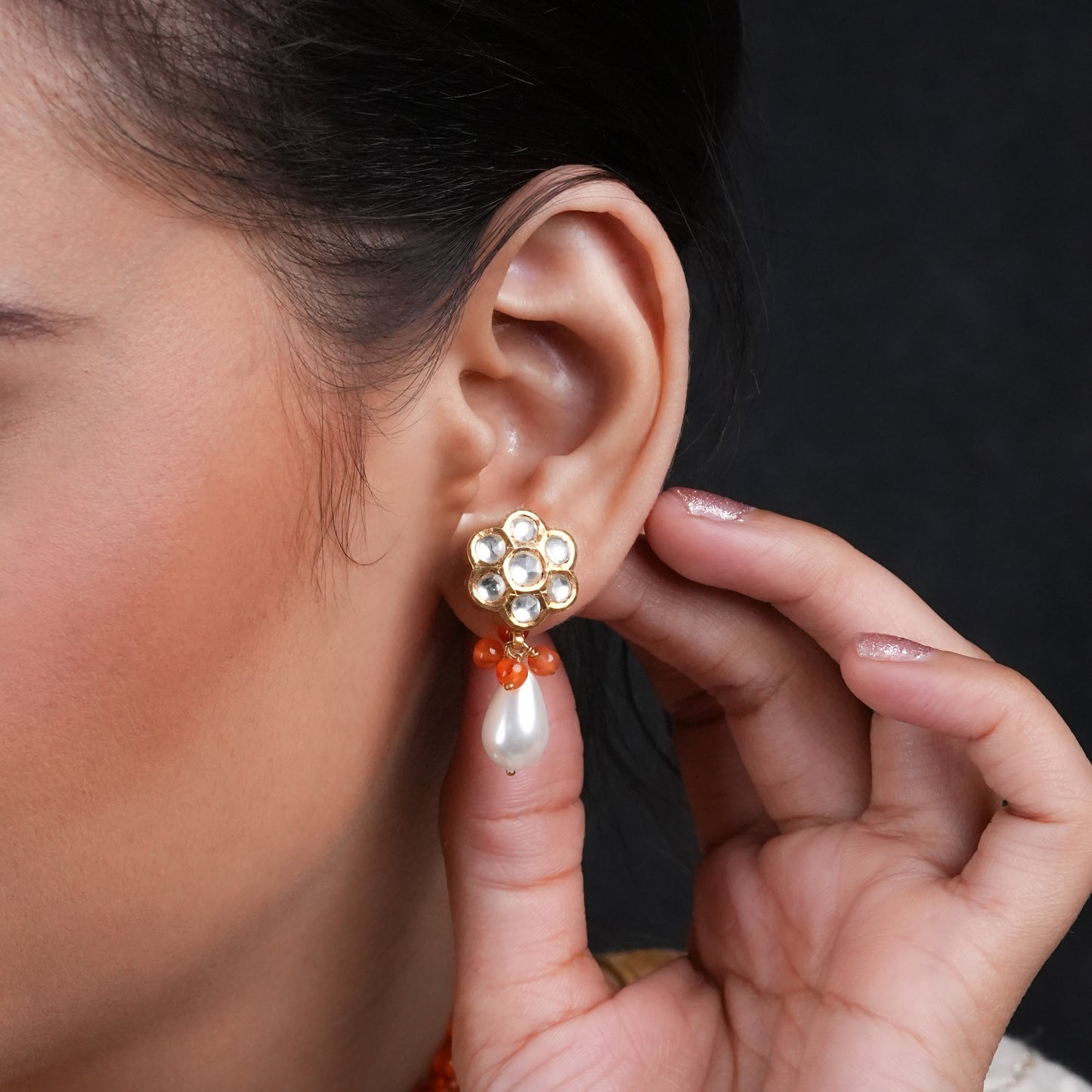 Totapari Kundan On Carnelian Choker Set