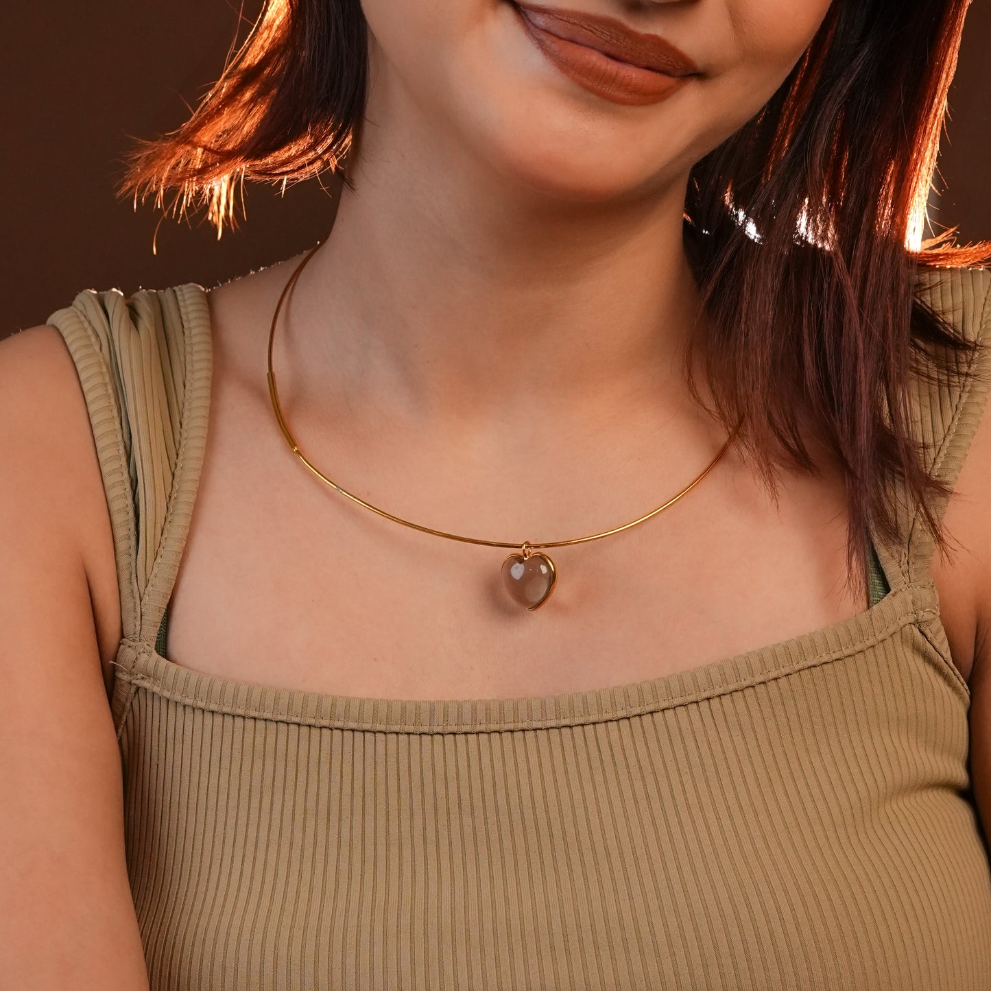 Smoky Quartz Hearts Hasli Necklace
