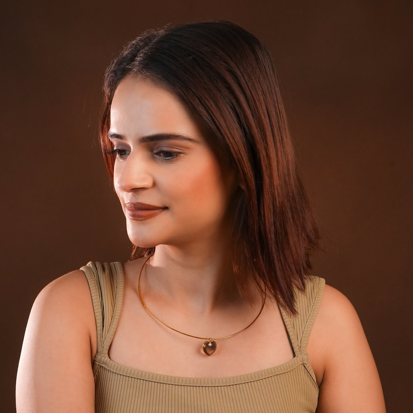 Smoky Quartz Hearts Hasli Necklace