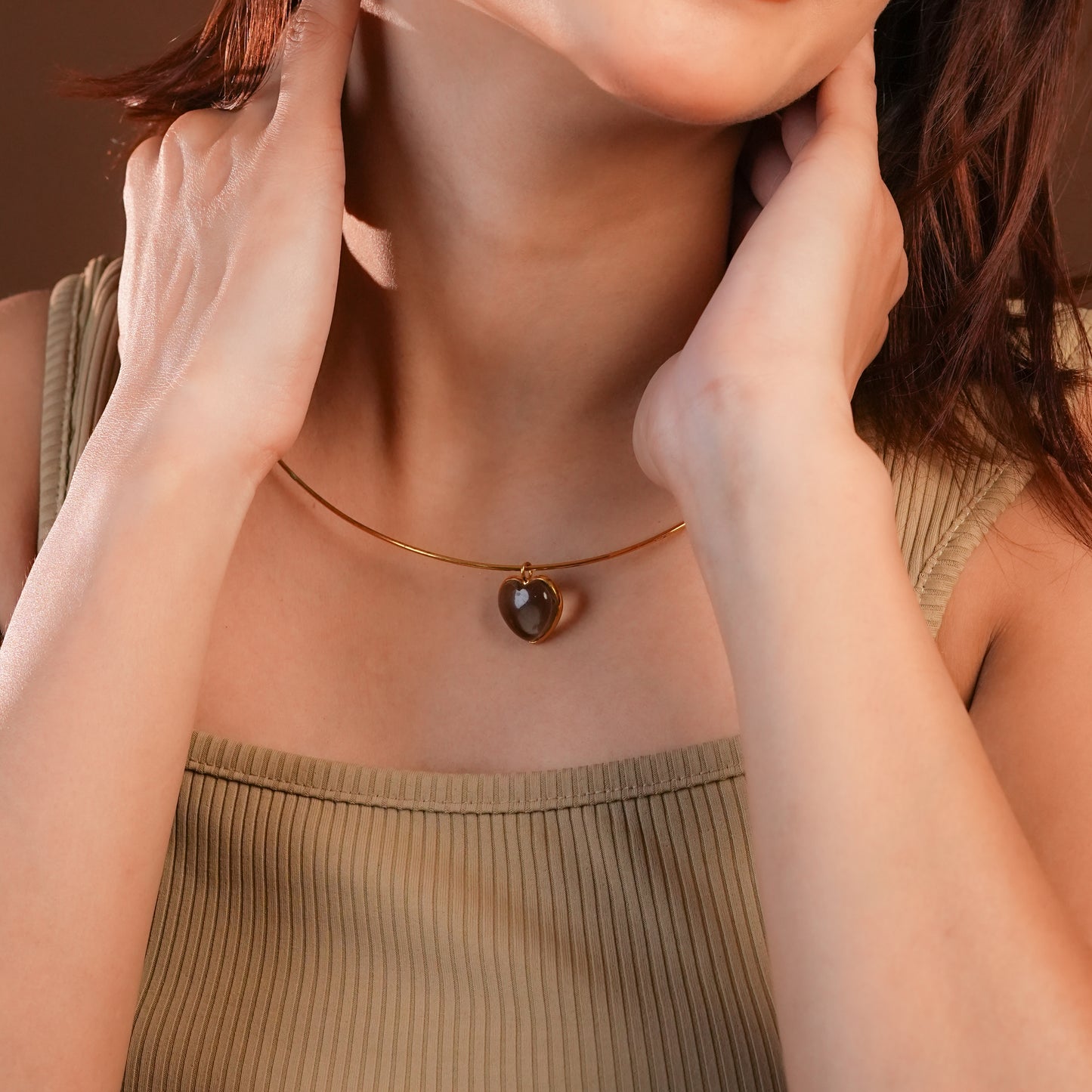 Smoky Quartz Hearts Hasli Necklace