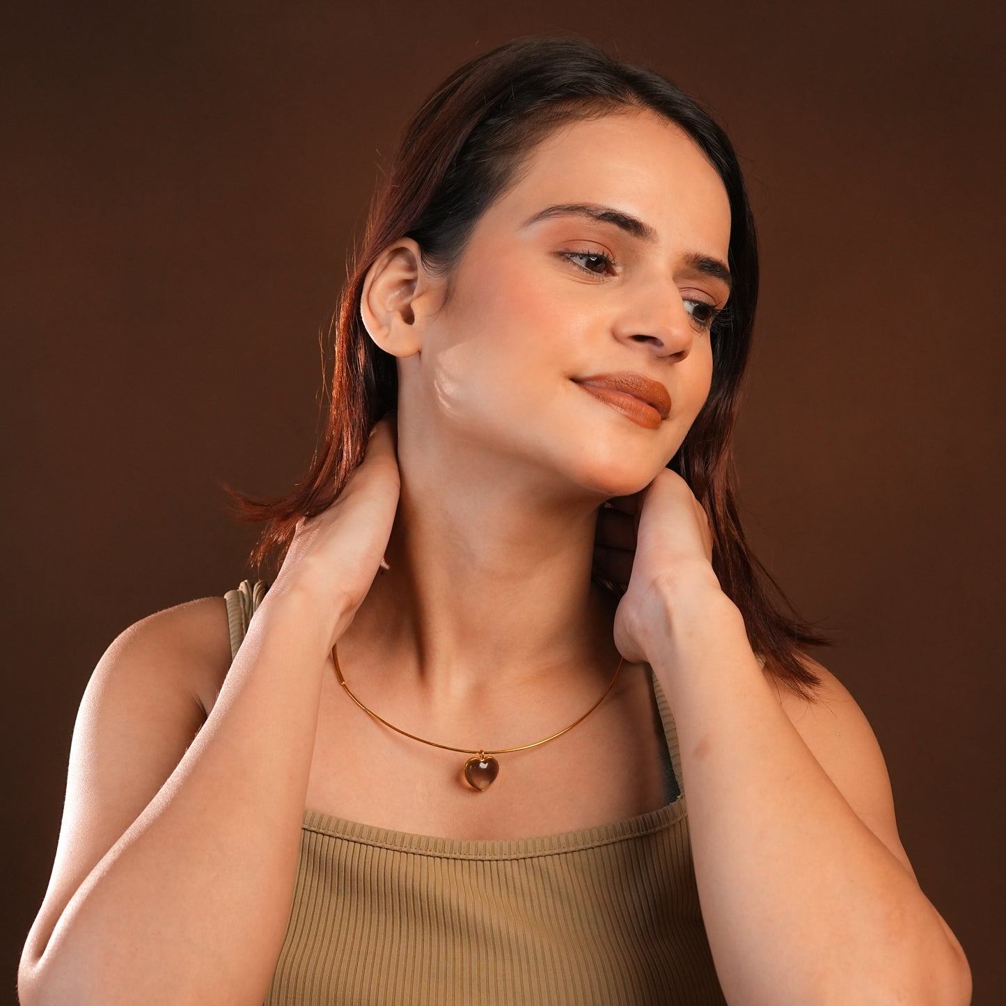 Smoky Quartz Hearts Hasli Necklace