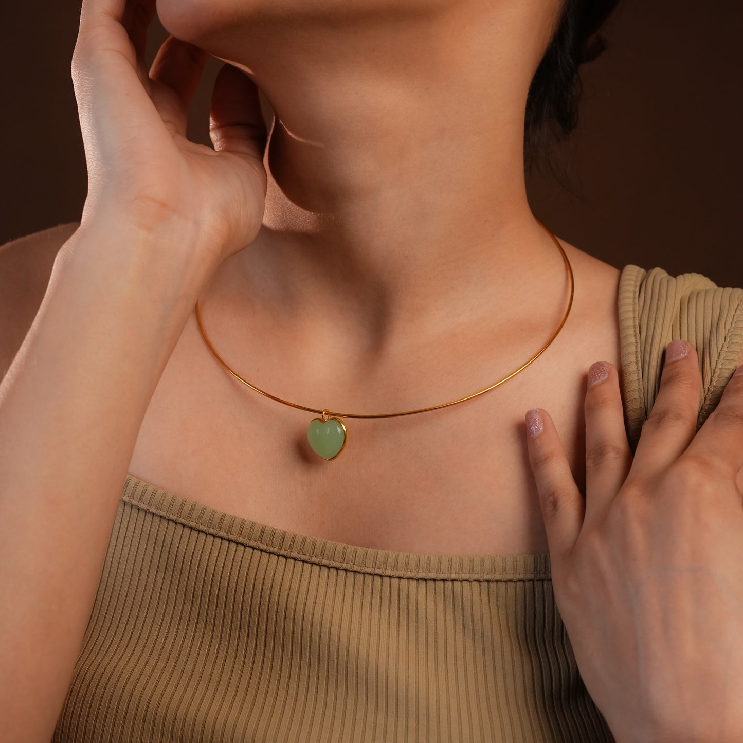 Chalcedony Heart Hasli Necklace