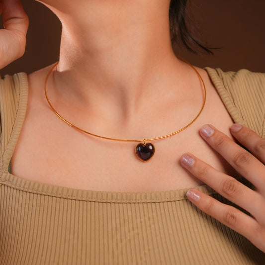 Amethyst Heart Gold Plated Silver Hasli