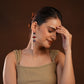 Madhu Chandrika Diya Silver Mirror Earrings