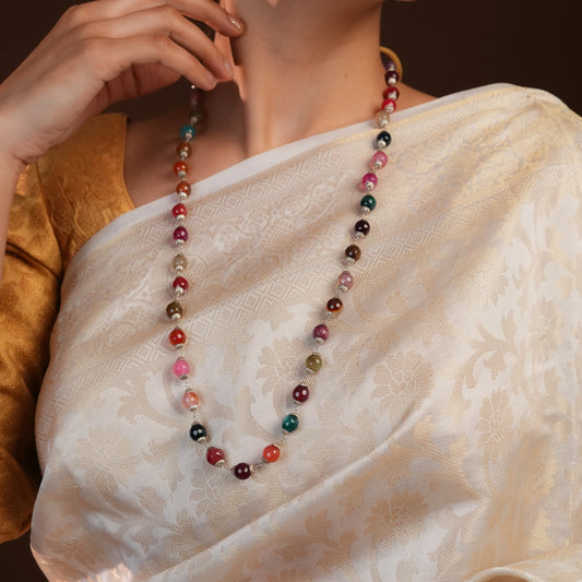 Multi Coloured Onyx Silver Neckalce