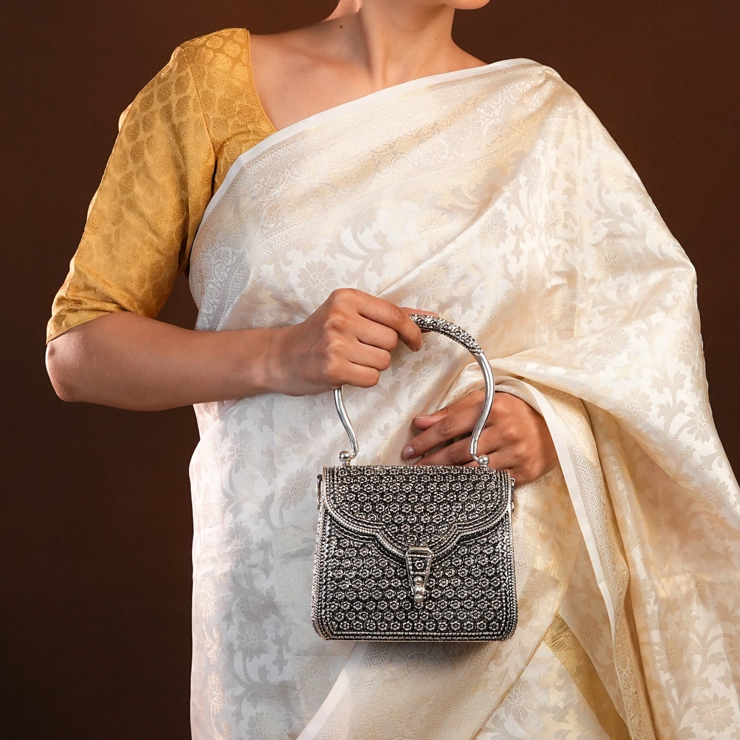 Silver Antique Clutch Bag