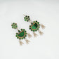 Madhu Chandrika Green Flower Silver Earrings