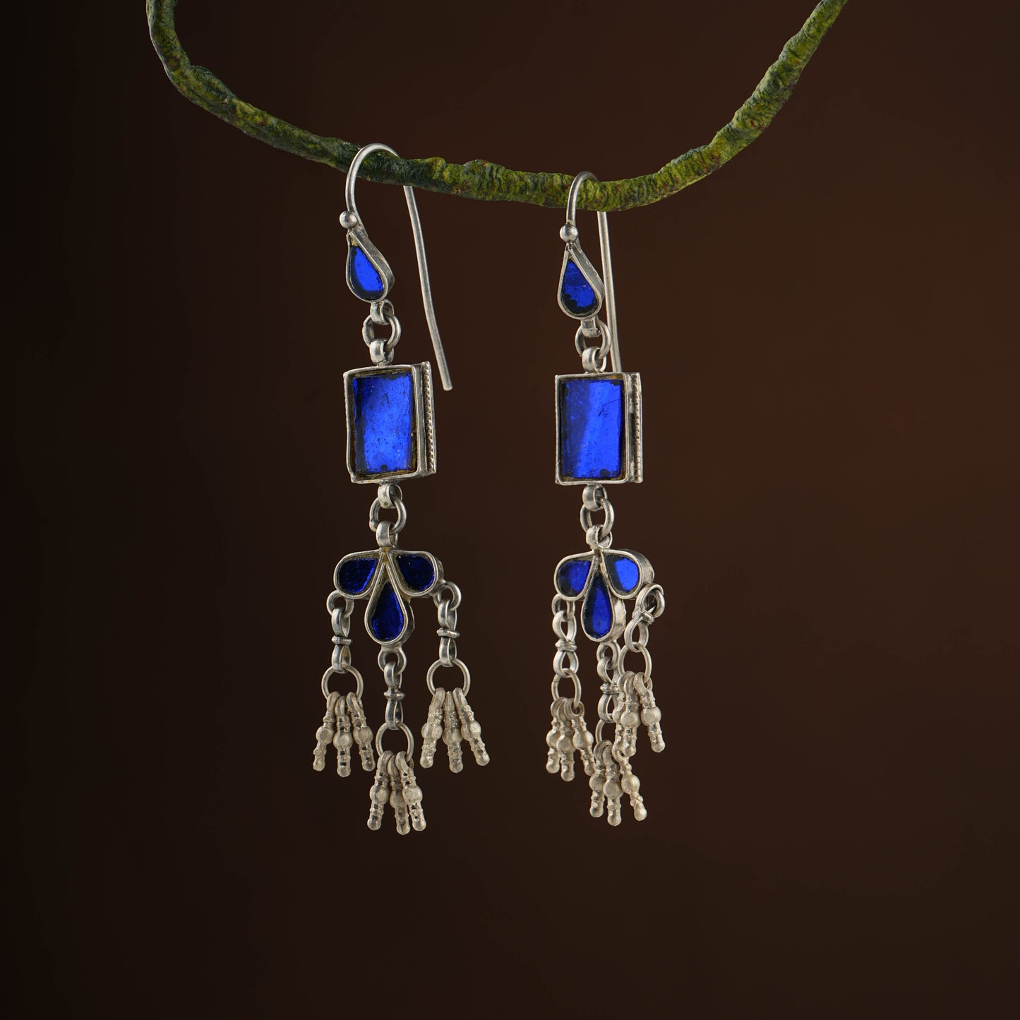 Madhu Chandrika Mayuri Silver Mirror Earrings