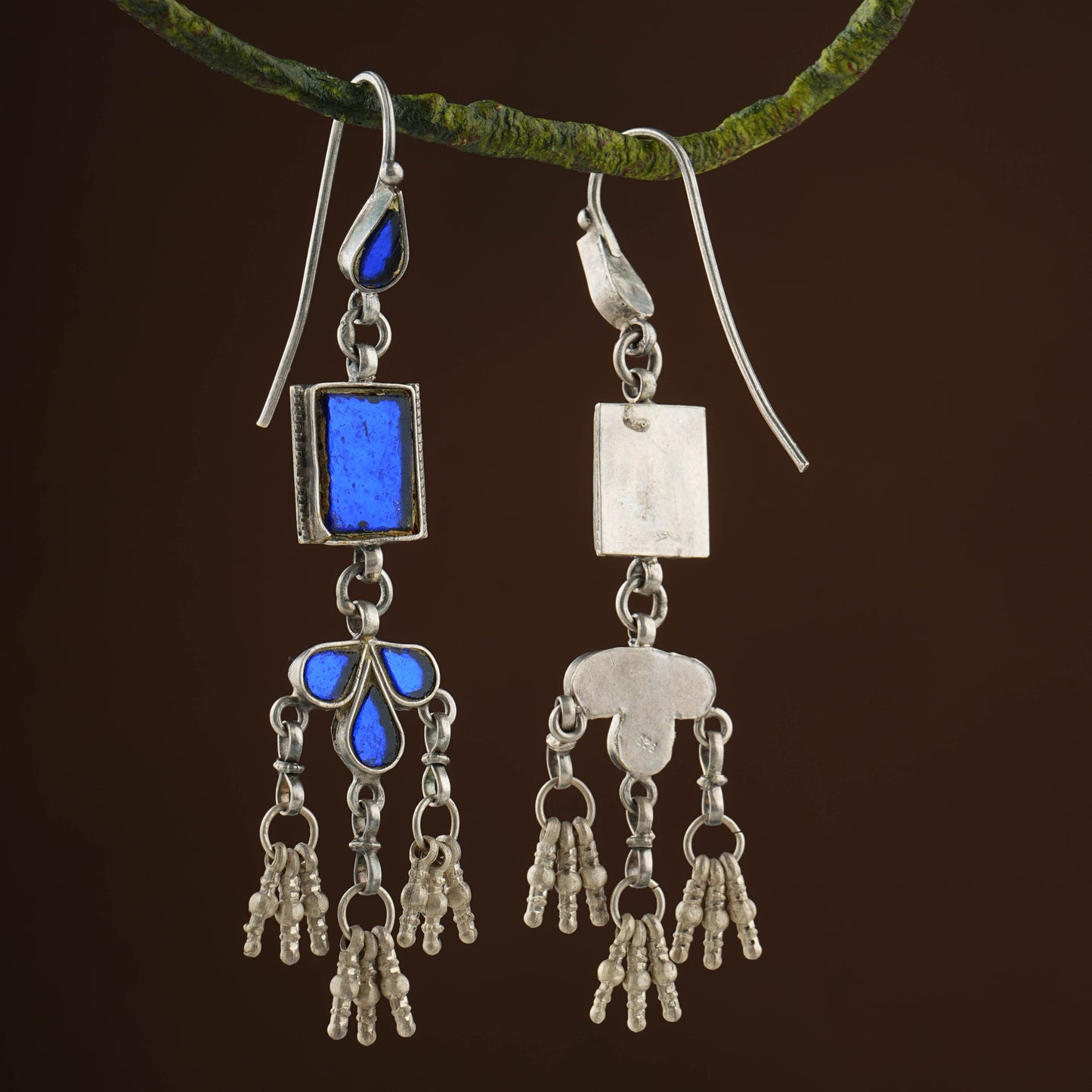 Madhu Chandrika Mayuri Silver Mirror Earrings