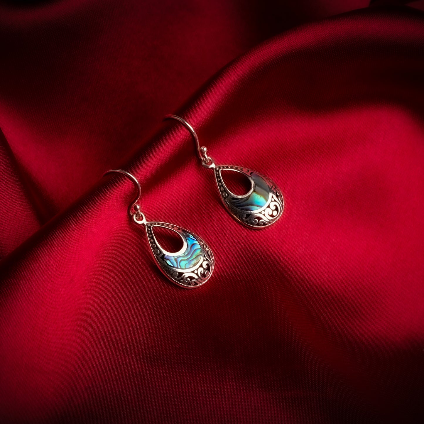 Silver Abalone Drops Earrings