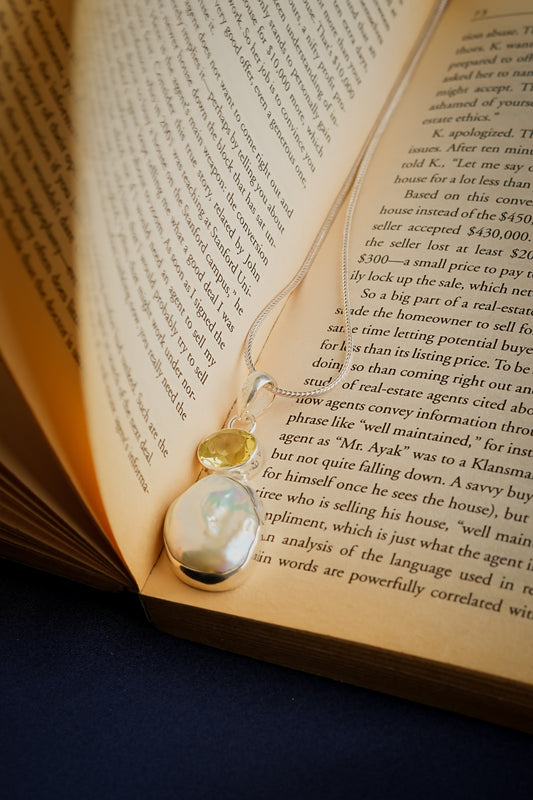 Citrine Baroque Pearl Pendant