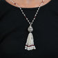 Silver Rubies And Pearls Tasseled Long Necklace