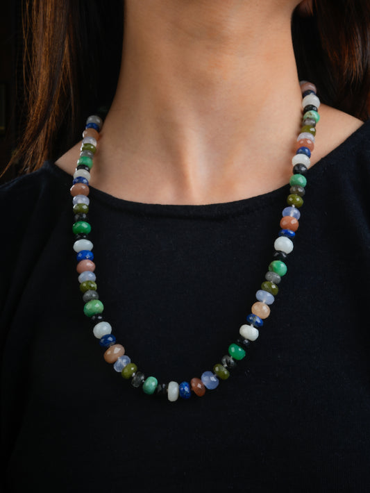 Semiprecious Multi Stone Hand Knotted Necklace