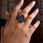 Peacock Pink Stone Silver Ring