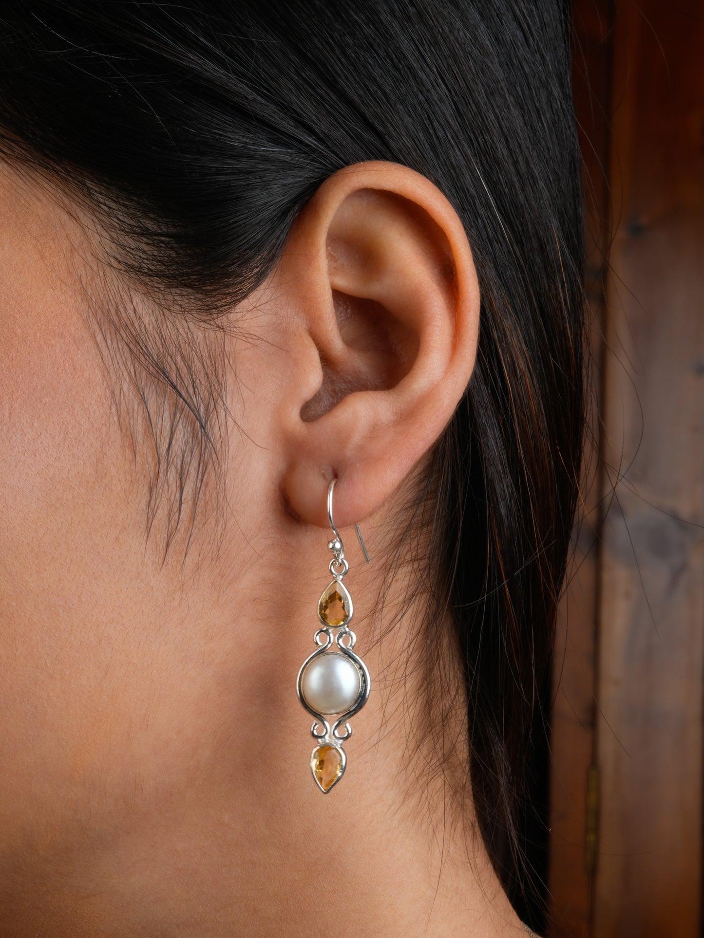 Freshwater Pearl Citrine Drop Earrings