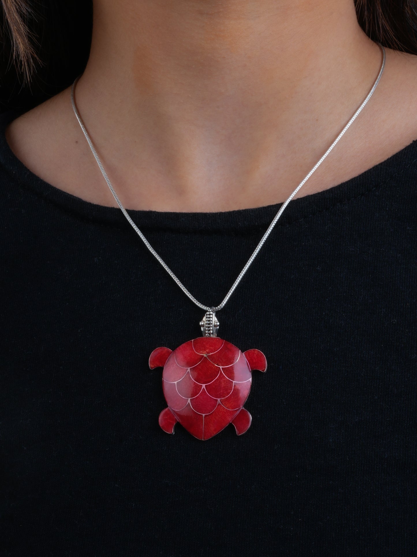 Red MOP And Silver Pendant