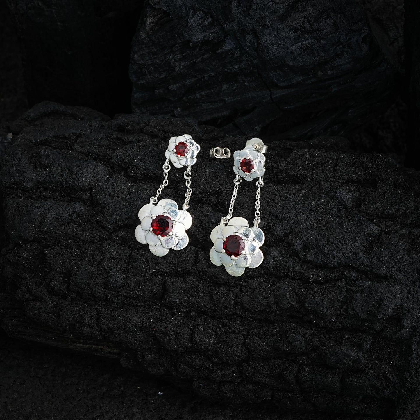 Delicate Garnet Mogra Earrings