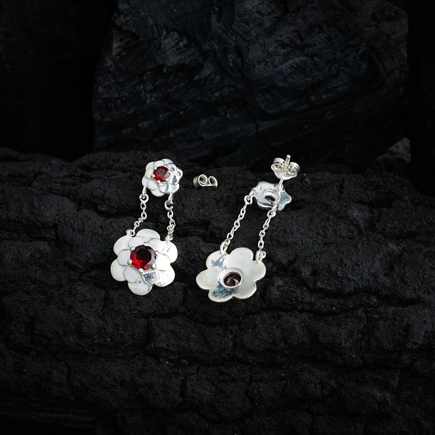 Delicate Garnet Mogra Earrings