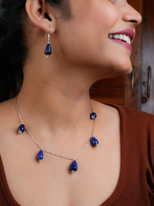 Lapis Lazuli Drops Necklace Set