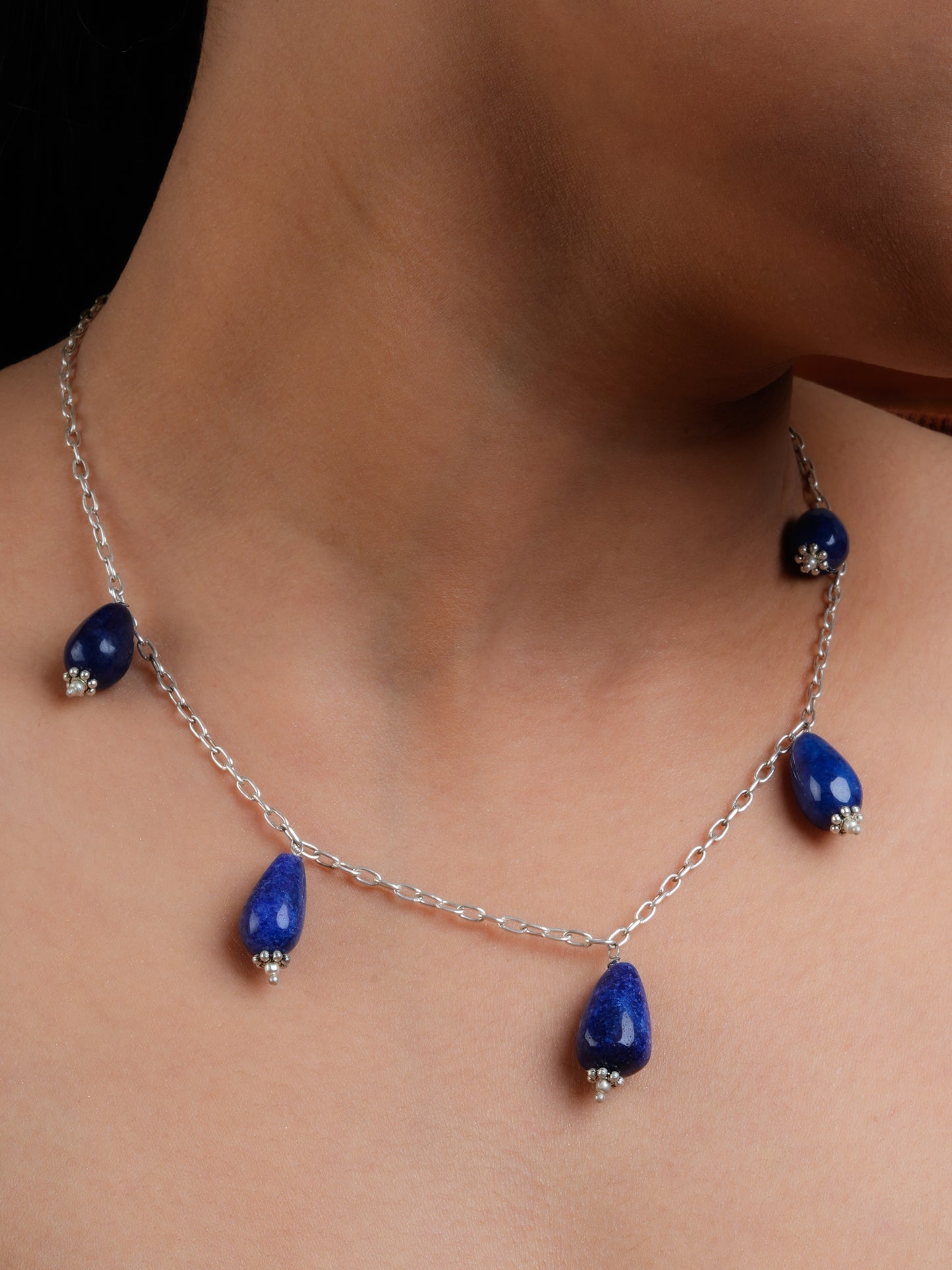 Lapis Lazuli Drops Necklace Set