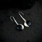 Black Onyx Silver Moon Earrings