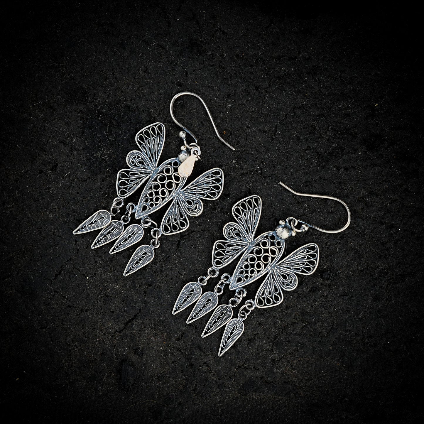 Silver Wings Flying Butterflies Earrings